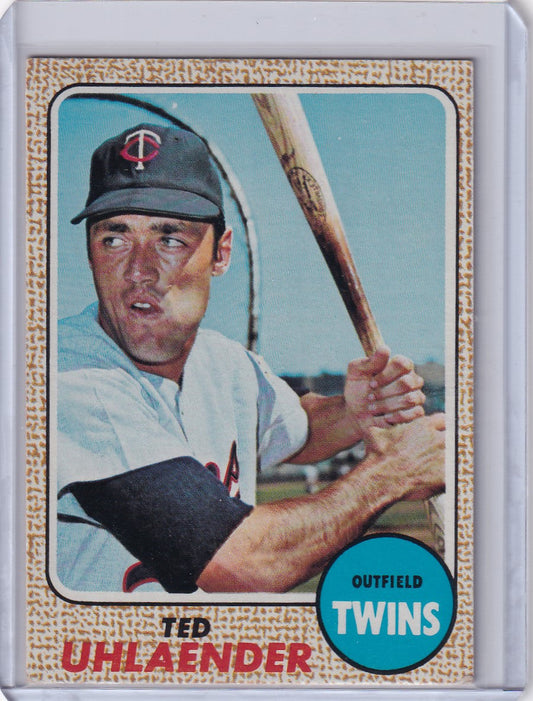 1968 Topps Baseball #28 card of Ted Uhlaender from Minnesota Twins collection