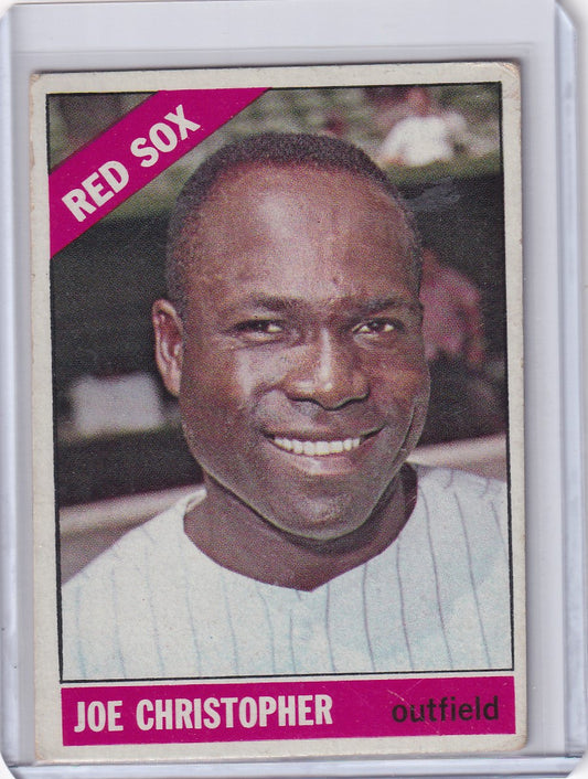 Boston Red Sox player Joe Christopher on a 1966 Topps Baseball card, smiling