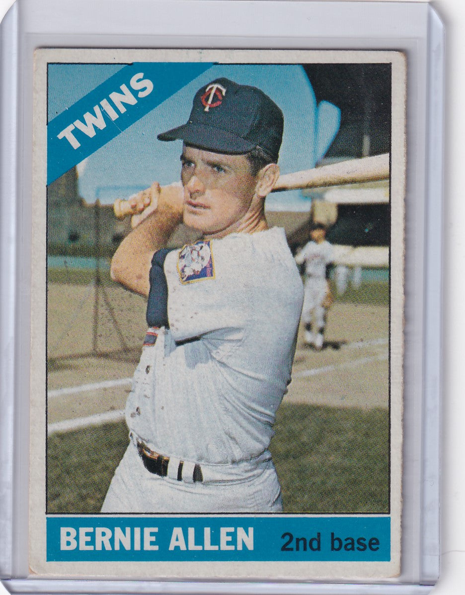 1966 Topps Baseball card of Bernie Allen from the Minnesota Twins in batting pose