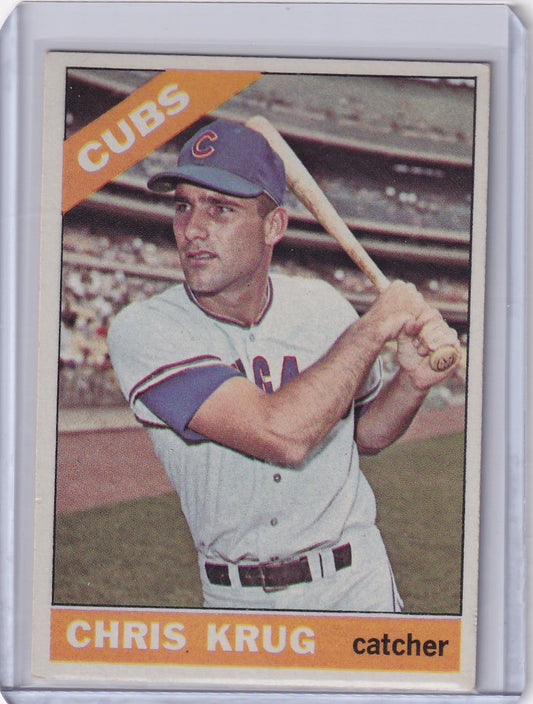 Baseball card of Chris Krug in batting stance for Topps Baseball, Chicago Cubs