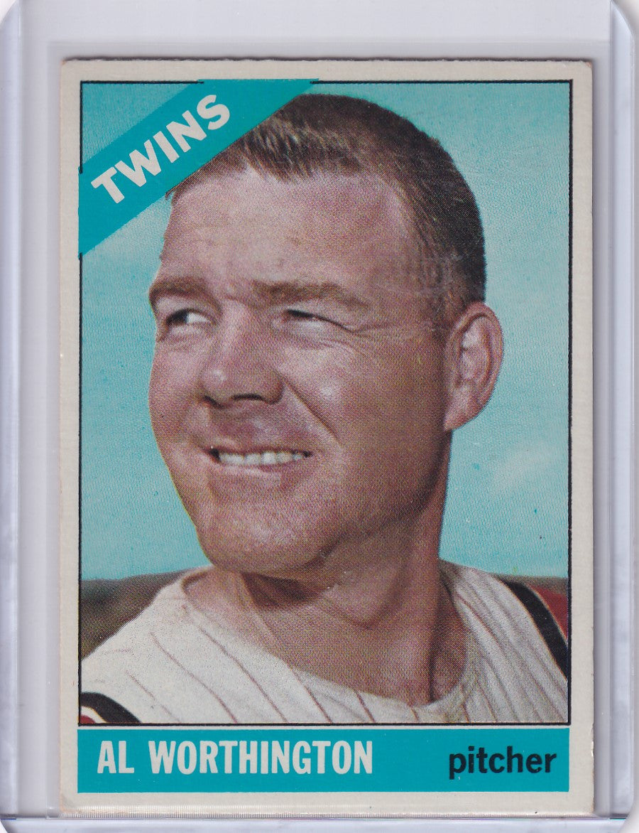 1966 Topps Baseball card of Al Worthington, pitcher for the Minnesota Twins