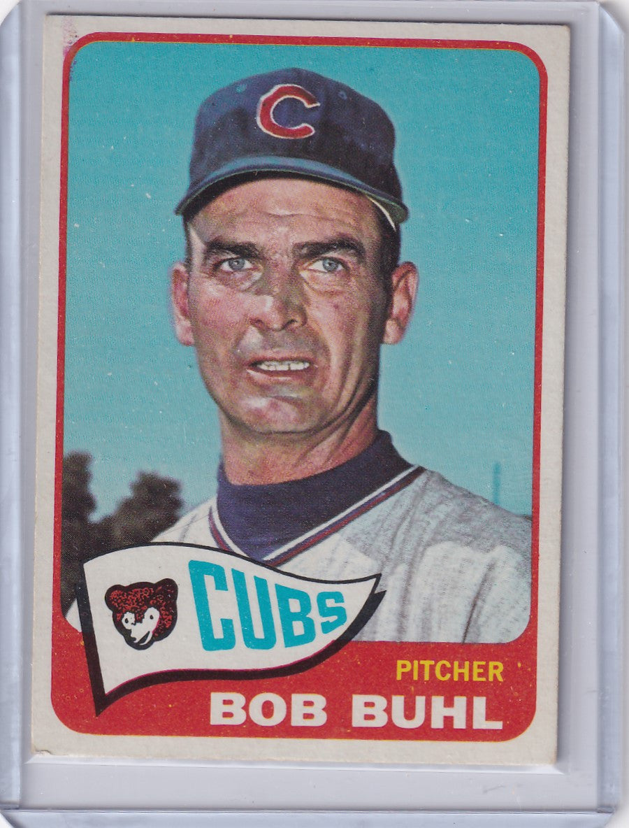 Vintage Topps baseball card of Bob Buhl in Chicago Cubs uniform and cap