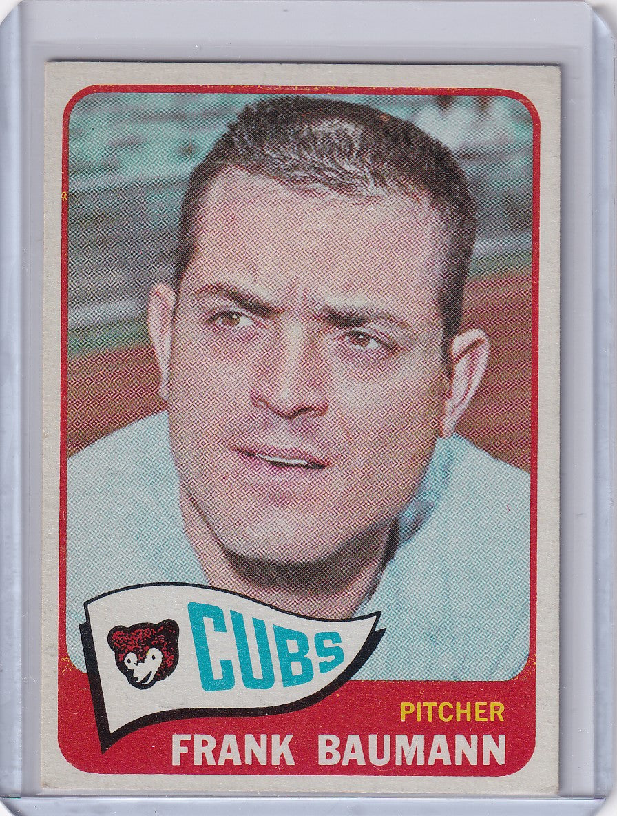 Topps Baseball card of Frank Baumann, Chicago Cubs pitcher from 1965