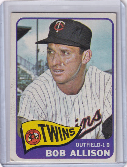 1965 Topps Baseball card of Bob Allison from the Minnesota Twins team