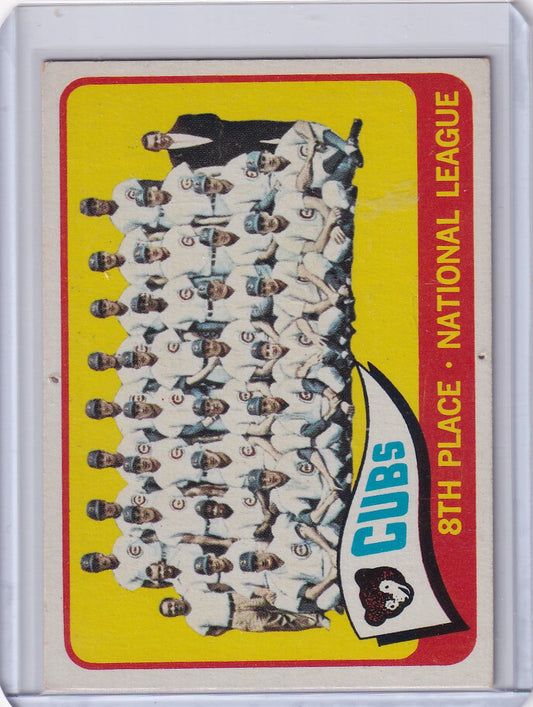 Vintage 1965 Topps Baseball card featuring the Chicago Cubs team photo