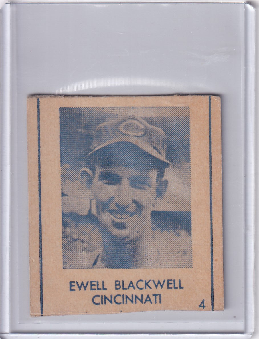 Vintage R346 Blue Tint baseball card featuring Ewell Blackwell smiling in cap