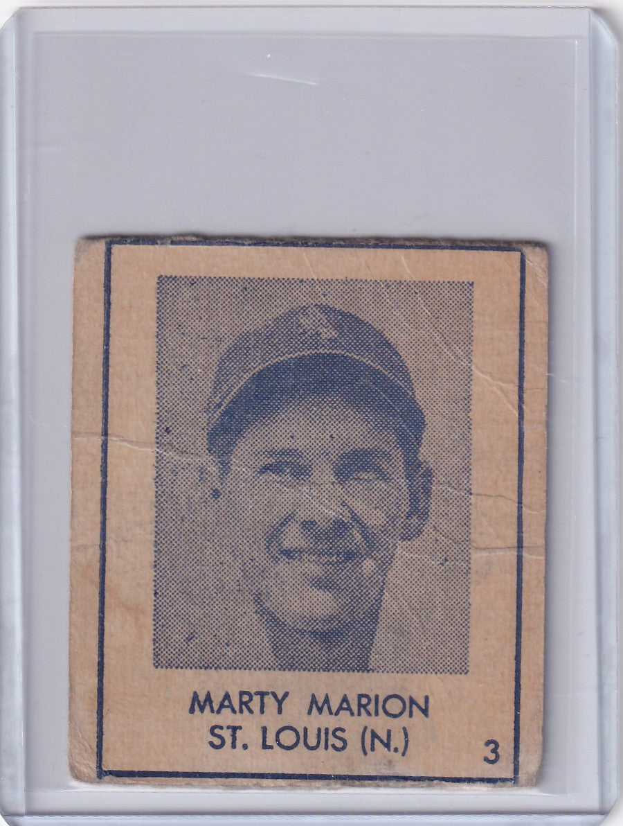 Vintage 1948 R346 Blue Tint card of Marty Marion from St. Louis Cardinals smiling