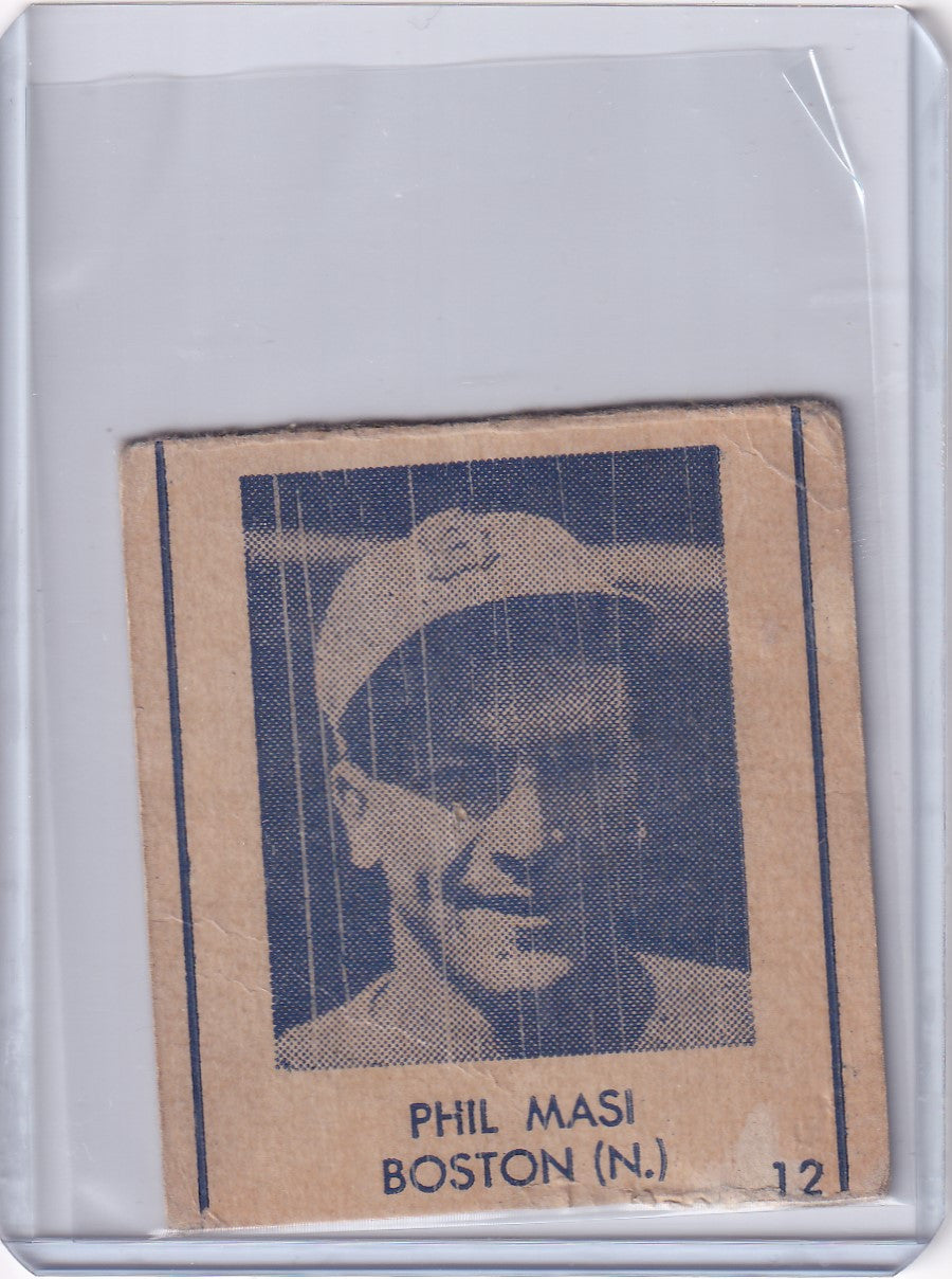 Vintage 1948 R346 Blue Tint card of Phil Masi from the Boston Braves team