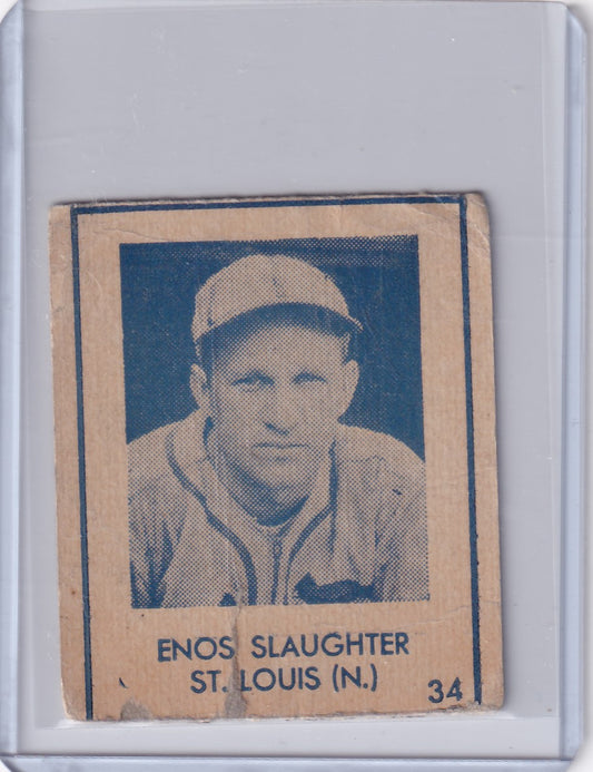 Vintage R346 Blue Tint baseball card of Enos Slaughter from the St. Louis Cardinals