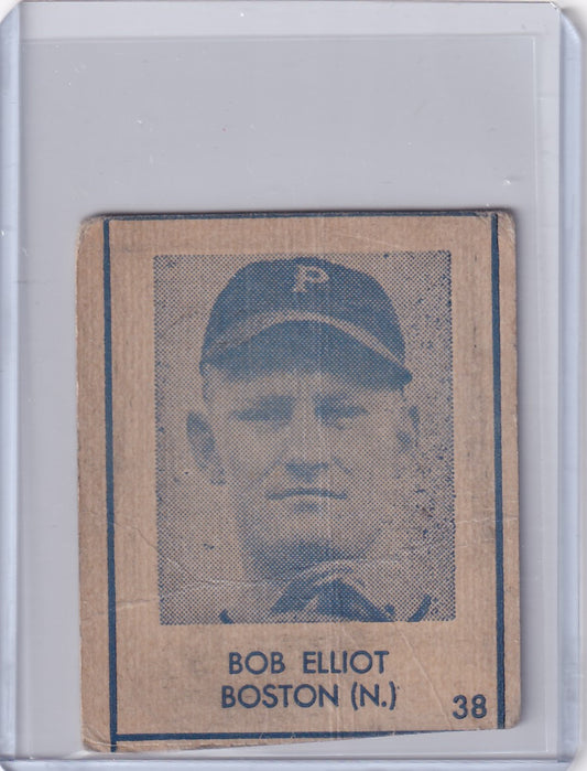 Vintage R346 Blue Tint baseball card of Bob Elliot from the Boston Braves team