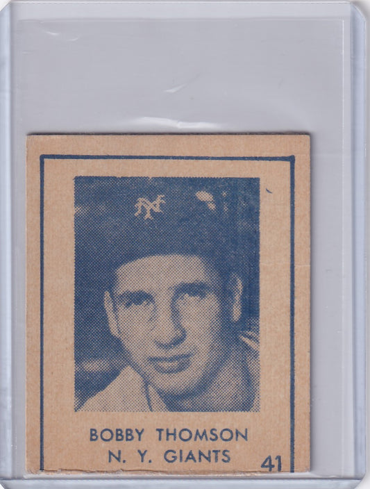 Vintage R346 Blue Tint baseball card of Bobby Thomson from the New York Giants