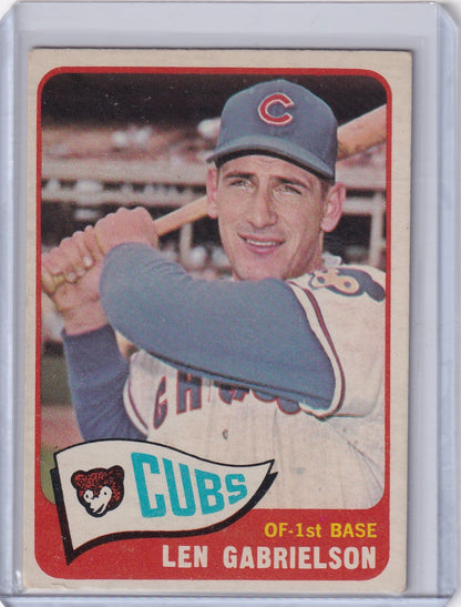 1965 Topps Baseball card of Len Gabrielson in batting stance for Chicago Cubs