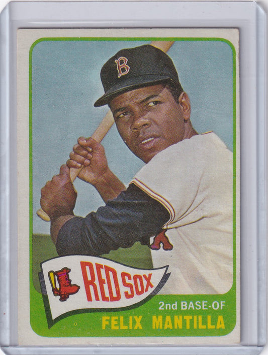 Baseball card of Felix Mantilla in batting stance for Boston Red Sox Topps Baseball