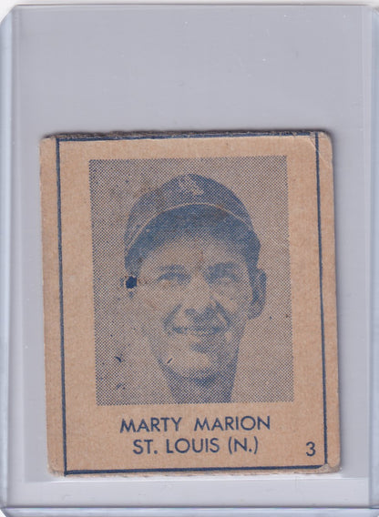 Vintage 1948 R346 Blue Tint #3 Marty Marion St Louis Cardinals baseball card