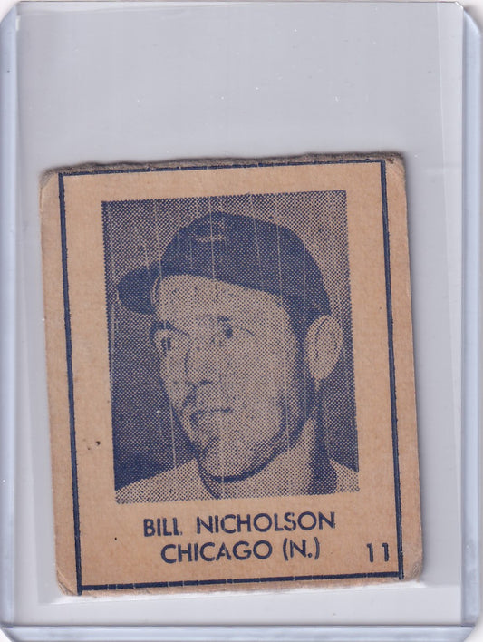 1948 R346 Blue Tint #11 Bill Nicholson Chicago Cubs