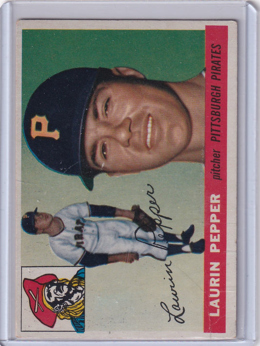 Vintage 1955 Topps Hugh Pepper baseball card featuring Pittsburgh Pirates player