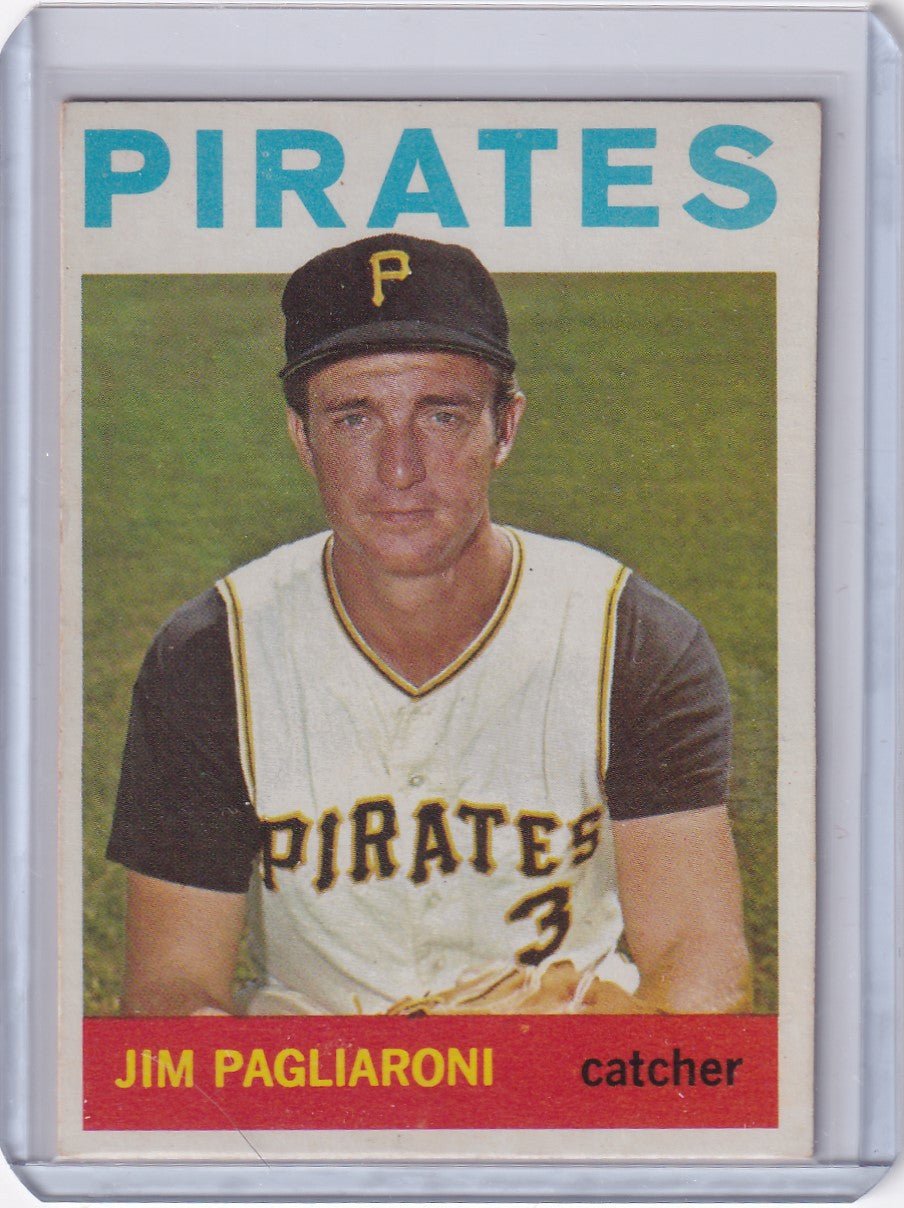 Vintage 1964 Topps Baseball card of Jim Pagliaroni, catcher for Pittsburgh Pirates