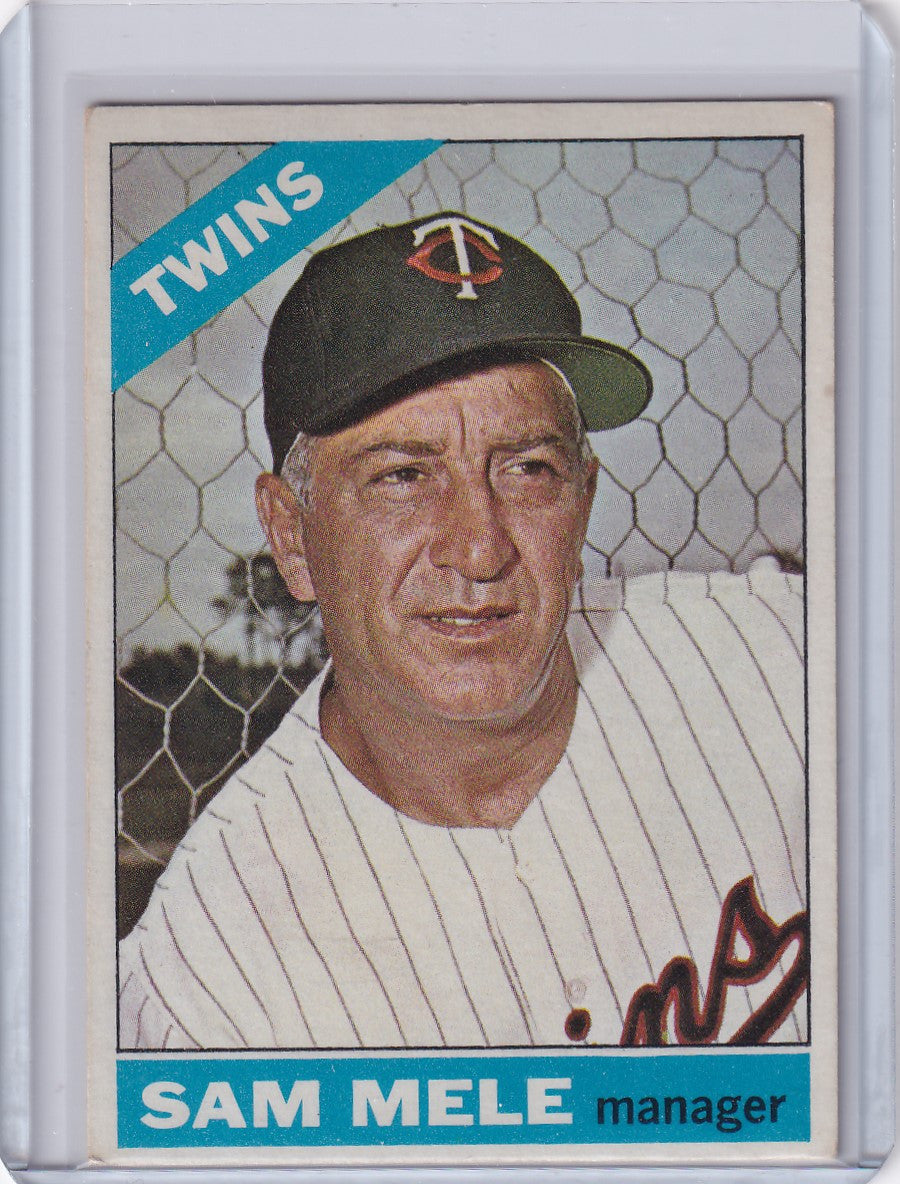 Vintage 1966 Topps Baseball card of Sam Mele, Minnesota Twins manager