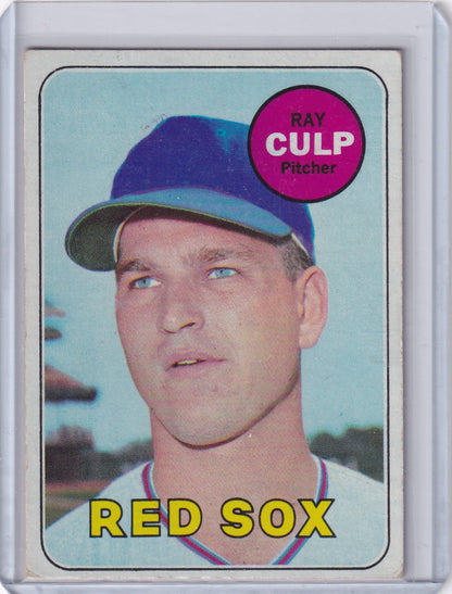 Vintage Topps Baseball card of Ray Culp with Boston Red Sox in a blue cap