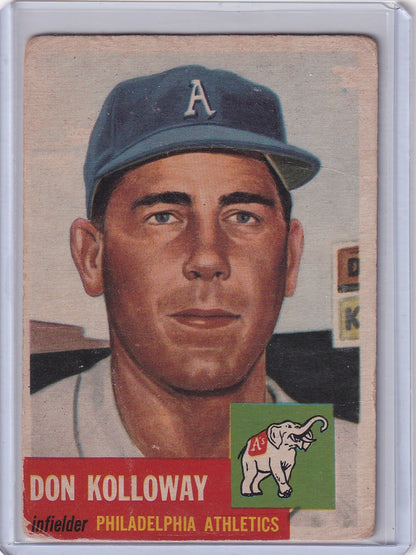 Vintage 1953 Topps Baseball card of Don Kolloway from the Philadelphia Athletics