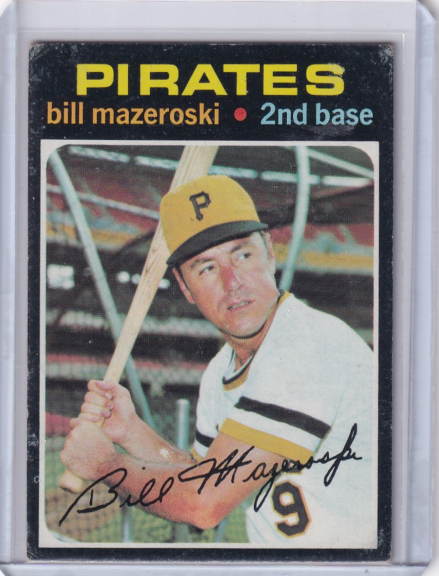 Vintage 1971 Topps Baseball card featuring Bill Mazeroski of the Pittsburgh Pirates