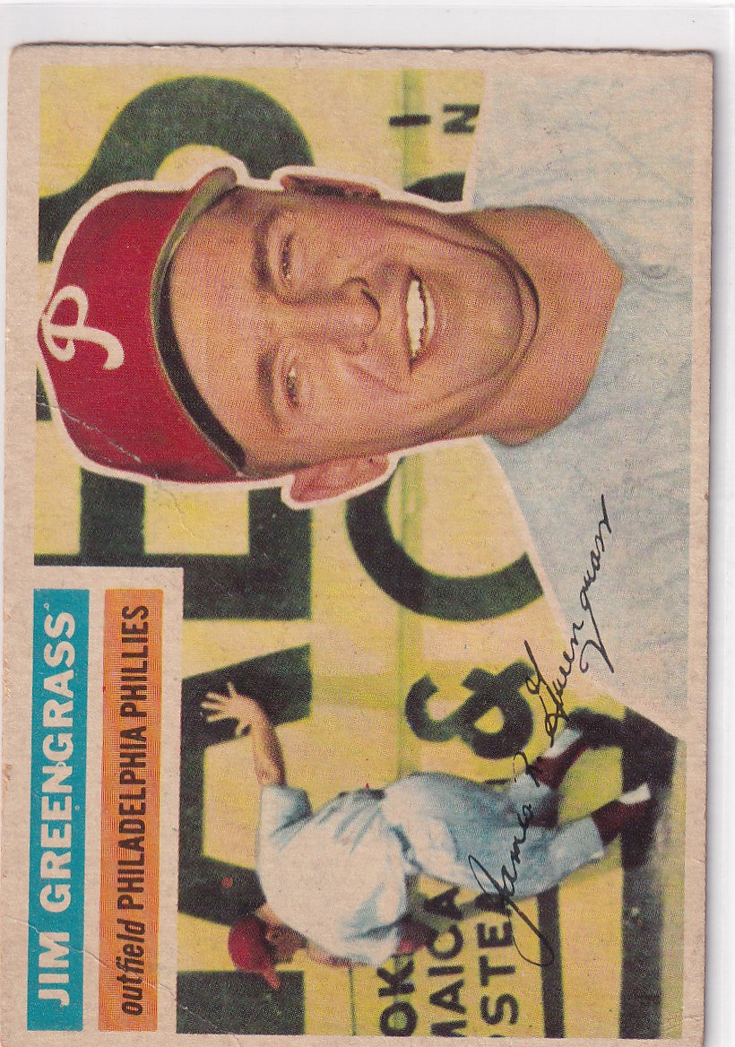 Vintage baseball card of Jim Greengrass - Philadelphia Phillies in red cap