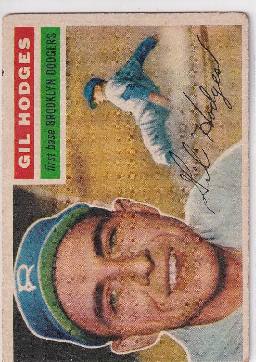 Vintage 1956 Topps Gil Hodges baseball card featuring Brooklyn Dodgers player