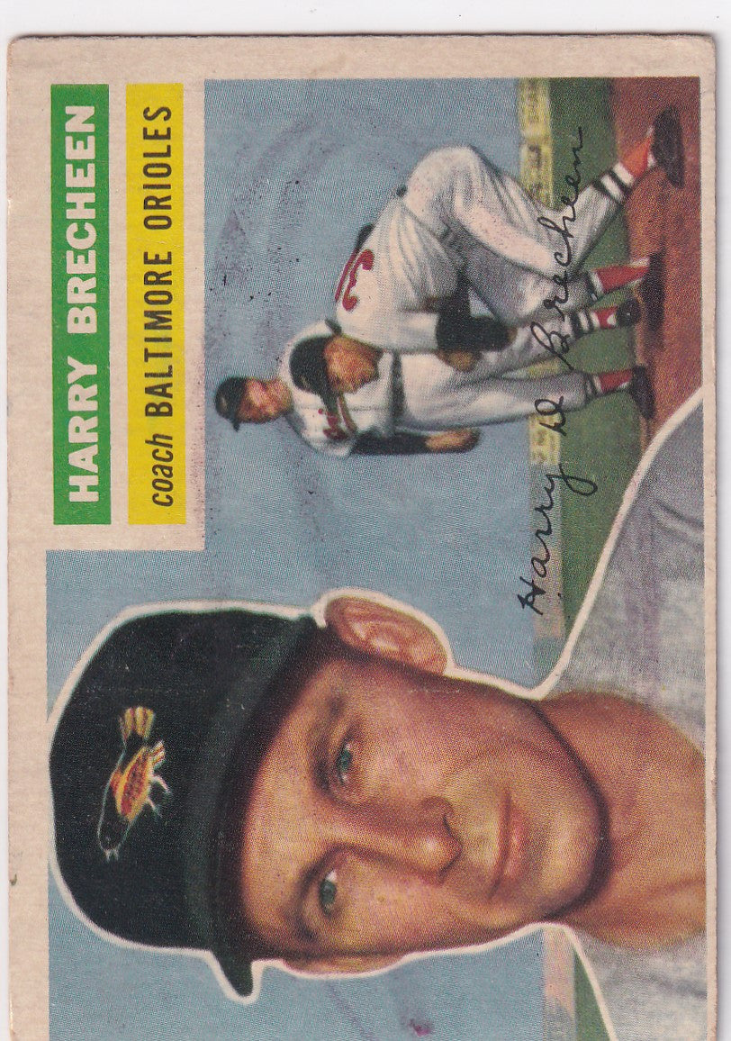 1956 Topps #229 Harry Brecheen - Baltimore Orioles baseball card display