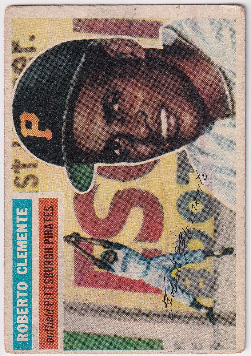 Vintage 1956 Topps Baseball Card of Roberto Clemente - Pittsburgh Pirates Player