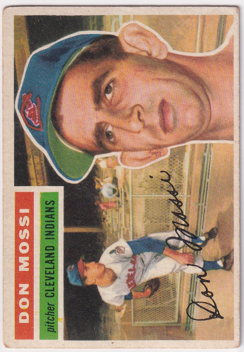 Vintage baseball card of Don Mossi - Cleveland Indians in a green cap