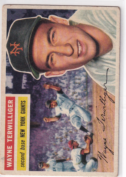 Vintage 1956 Topps Trading Card of Wayne Terwilliger, New York Giants Player