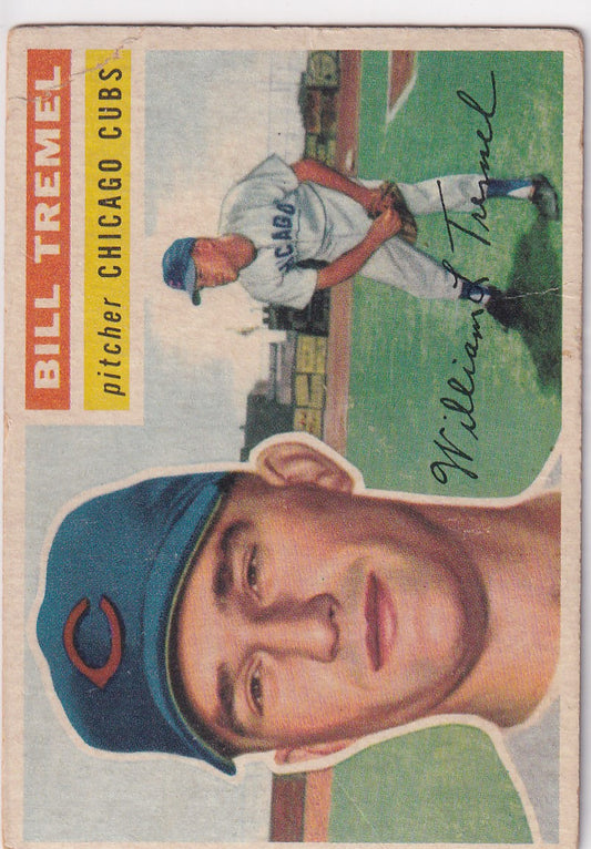 Vintage 1956 Topps trading card of Bill Tremel - Chicago Cubs player