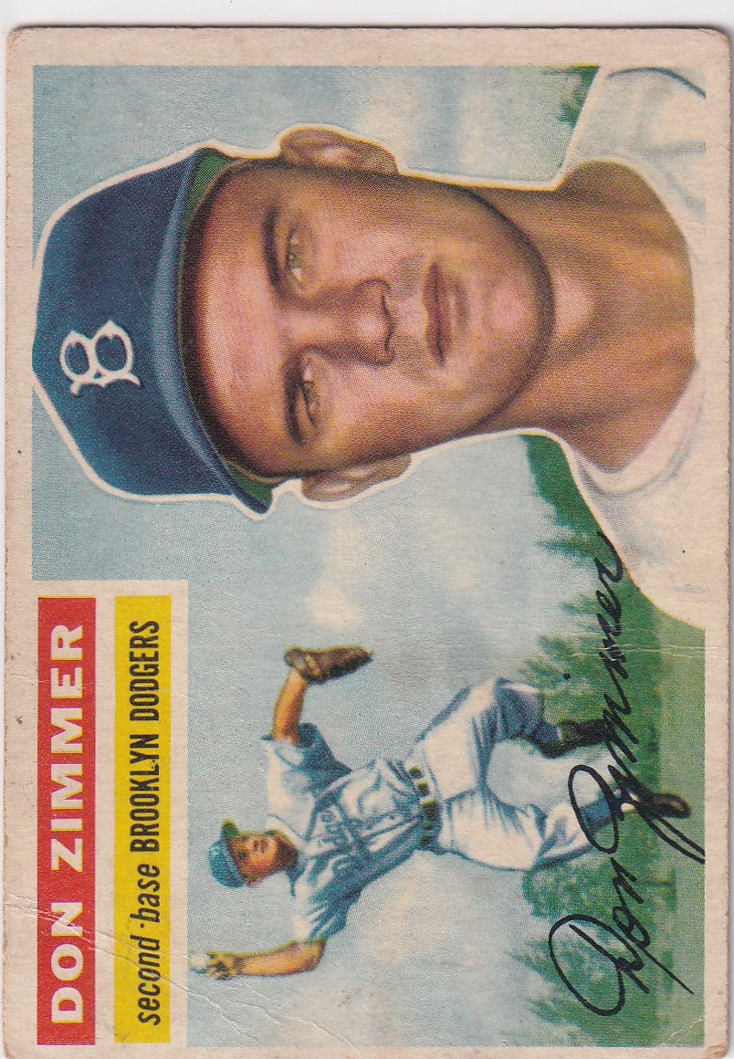 Vintage 1956 Topps baseball card of Don Zimmer from the Brooklyn Dodgers