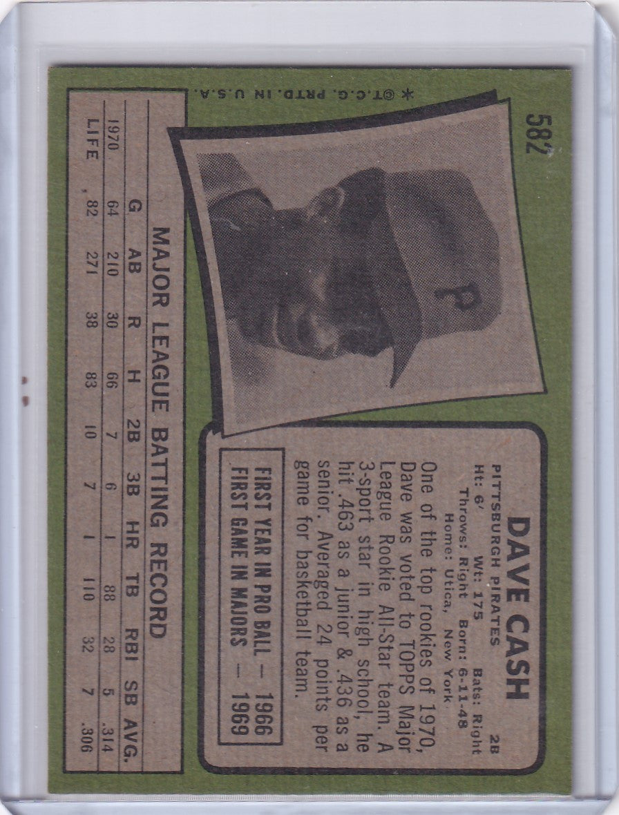 Vintage Topps Baseball card featuring Dave Cash of the Pittsburgh Pirates with a green border