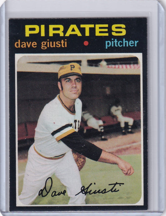 1971 Topps Baseball card of Dave Giusti, Pittsburgh Pirates pitcher in mid-throw