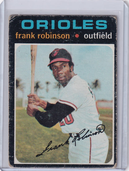 Vintage 1971 Topps Baseball card of Frank Robinson, Baltimore Orioles outfielder