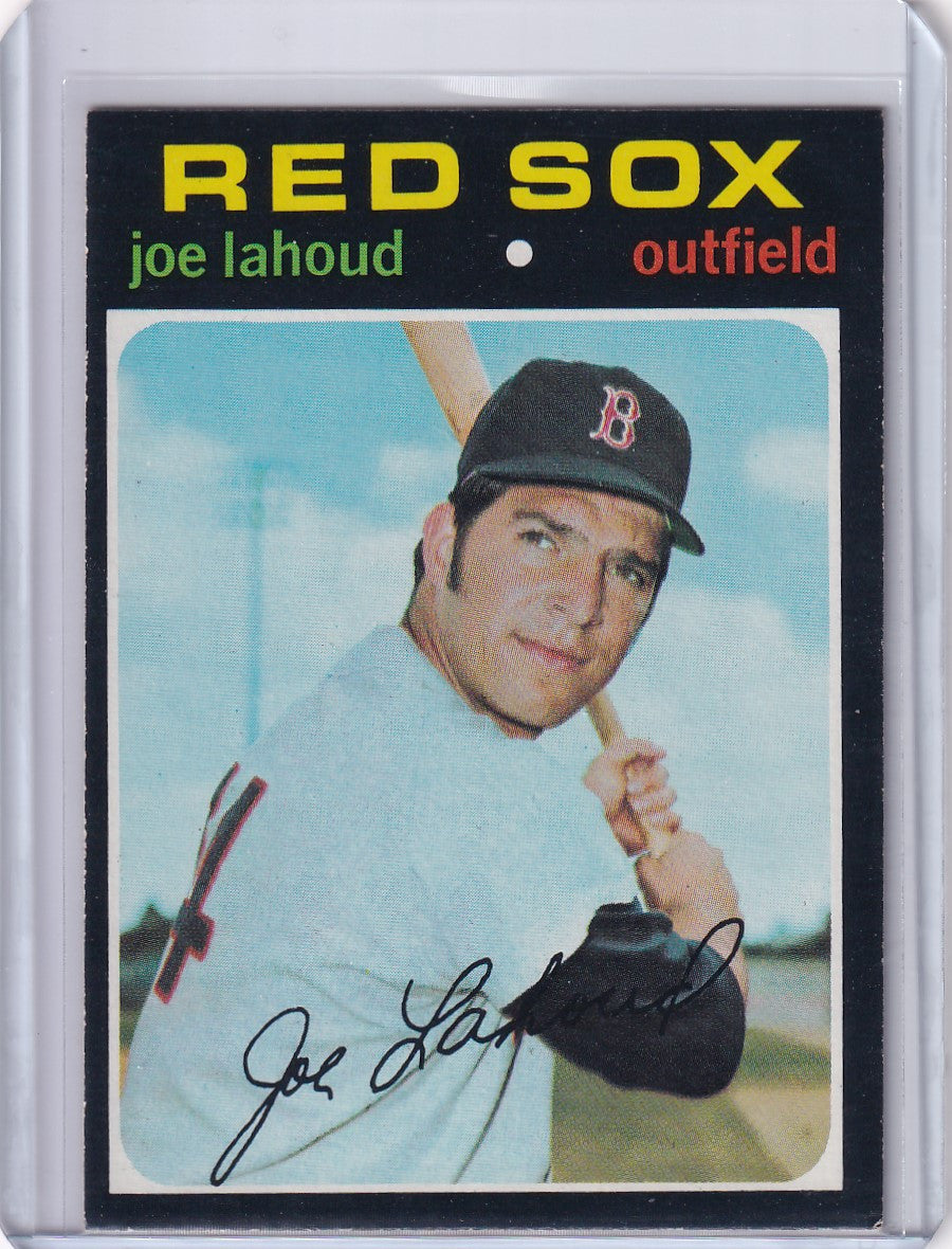 1971 Topps Baseball card of Joe Lahoud, Boston Red Sox outfielder in batting pose