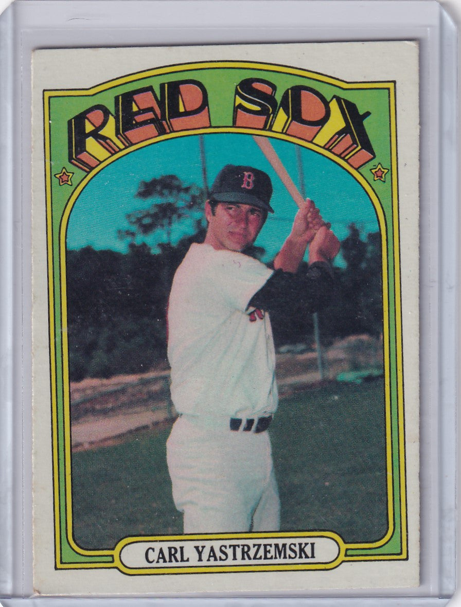 Vintage 1972 Topps Baseball card of Carl Yastrzemski, Boston Red Sox player