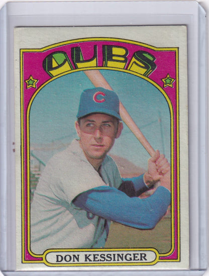 Vintage 1972 Topps Baseball card of Don Kessinger in batting stance for Chicago Cubs