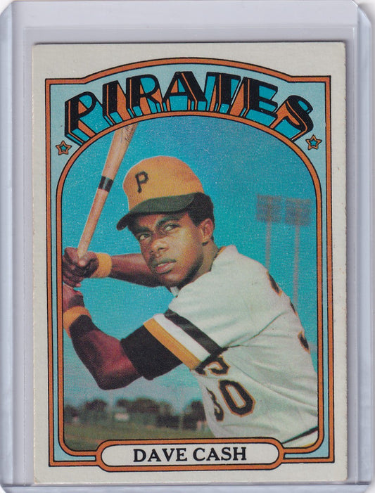 Vintage 1972 Topps Baseball card of Dave Cash in batting stance for Pittsburgh Pirates