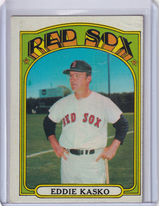 Vintage 1972 Topps Baseball card of Boston Red Sox player Eddie Kasko in home uniform