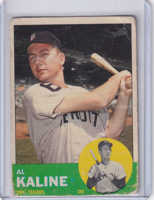 Vintage 1963 Topps trading card of Al Kaline, Detroit Tigers outfielder in batting stance