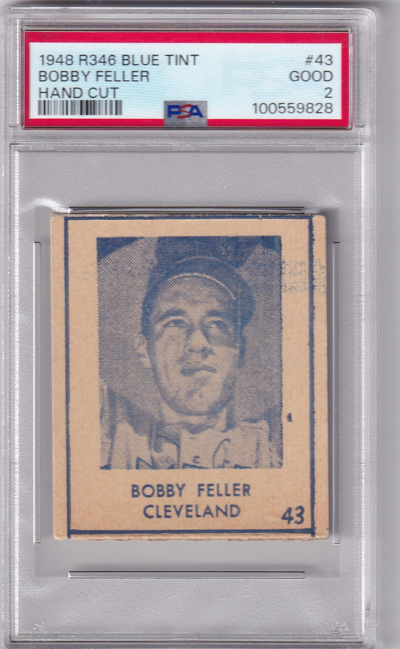 1948 R346 Blue Tint #43 Bobby Feller PSA 2 - Cleveland Indians