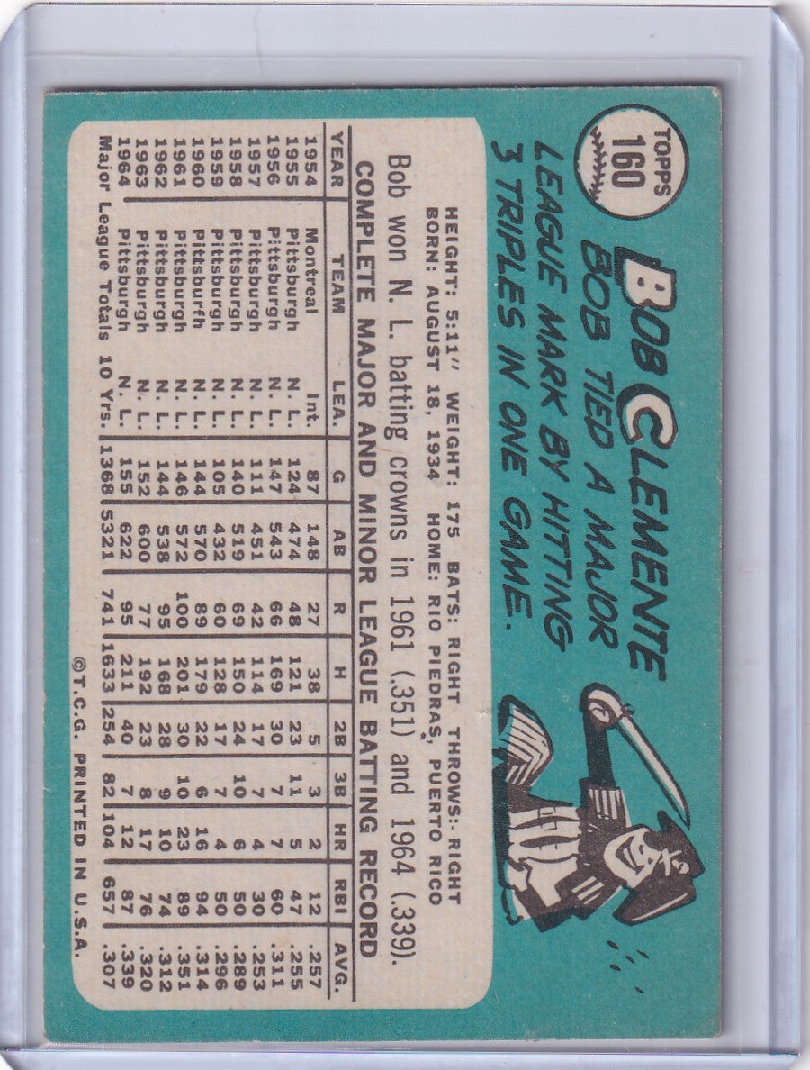 1965 Topps Baseball Pittsburgh Pirates Team Set - Clemente (31 Card Lot)