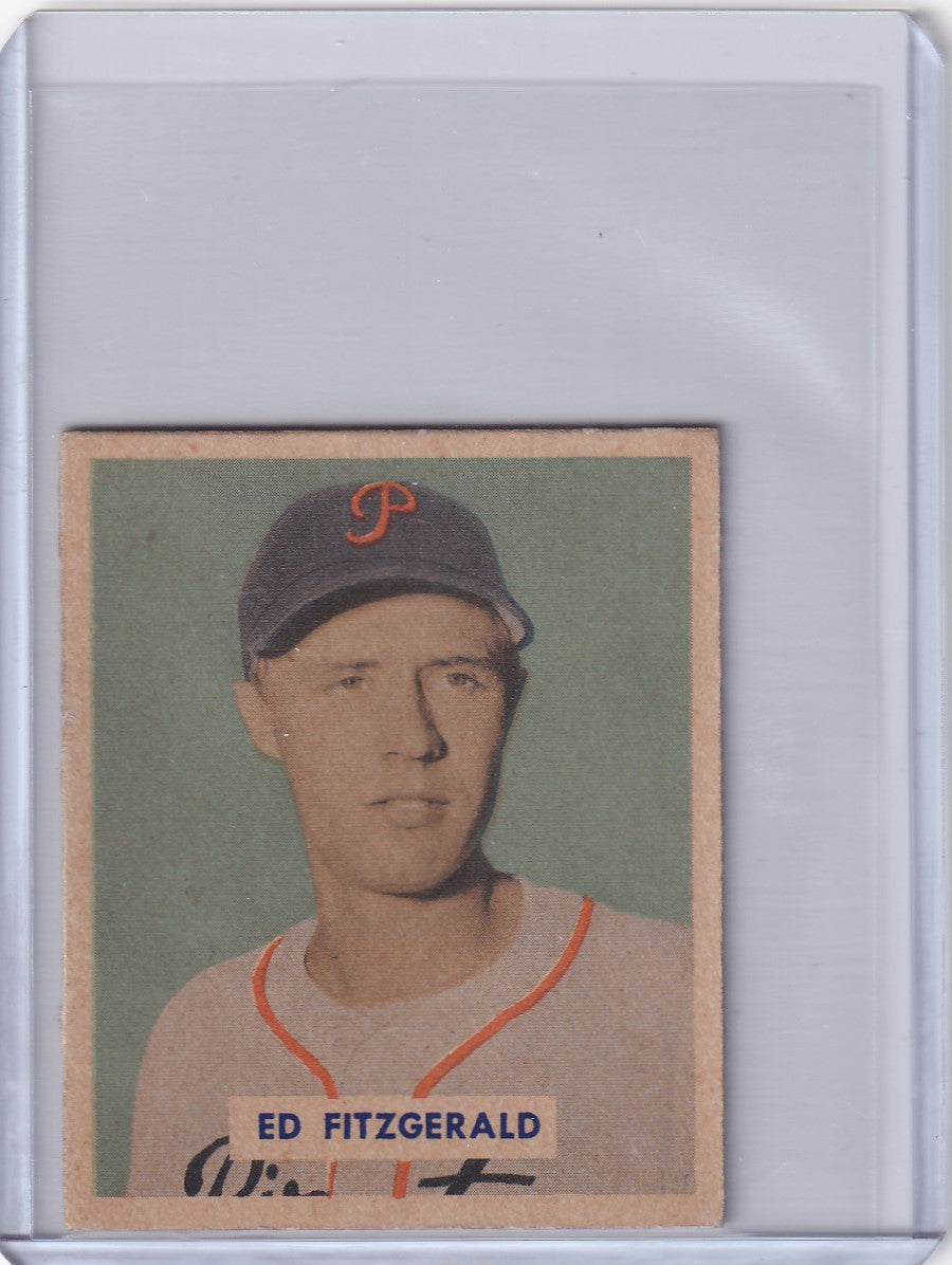 1949 Bowman Baseball #109a Ed FitzGerald RC, Script back - Pittsburgh Pirates