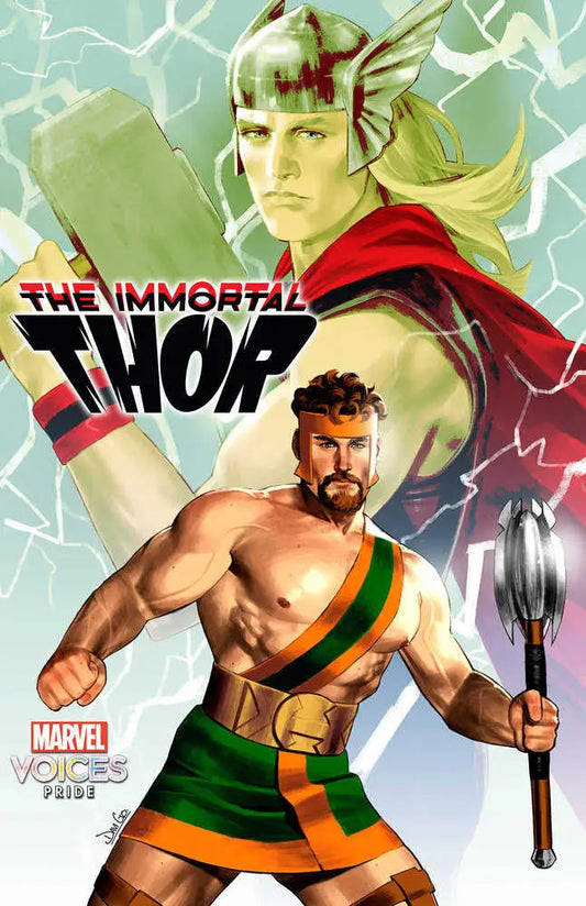 Comic book cover art for Immortal Thor #12 featuring Thor and Mjolnir in warrior attire