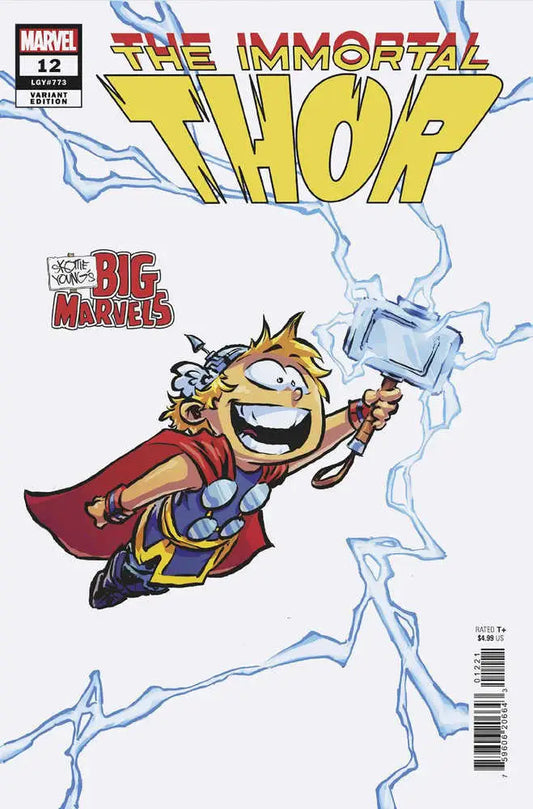 Immortal Thor #12 comic cover features Thor with Mjolnir in a Big Marvel variant design