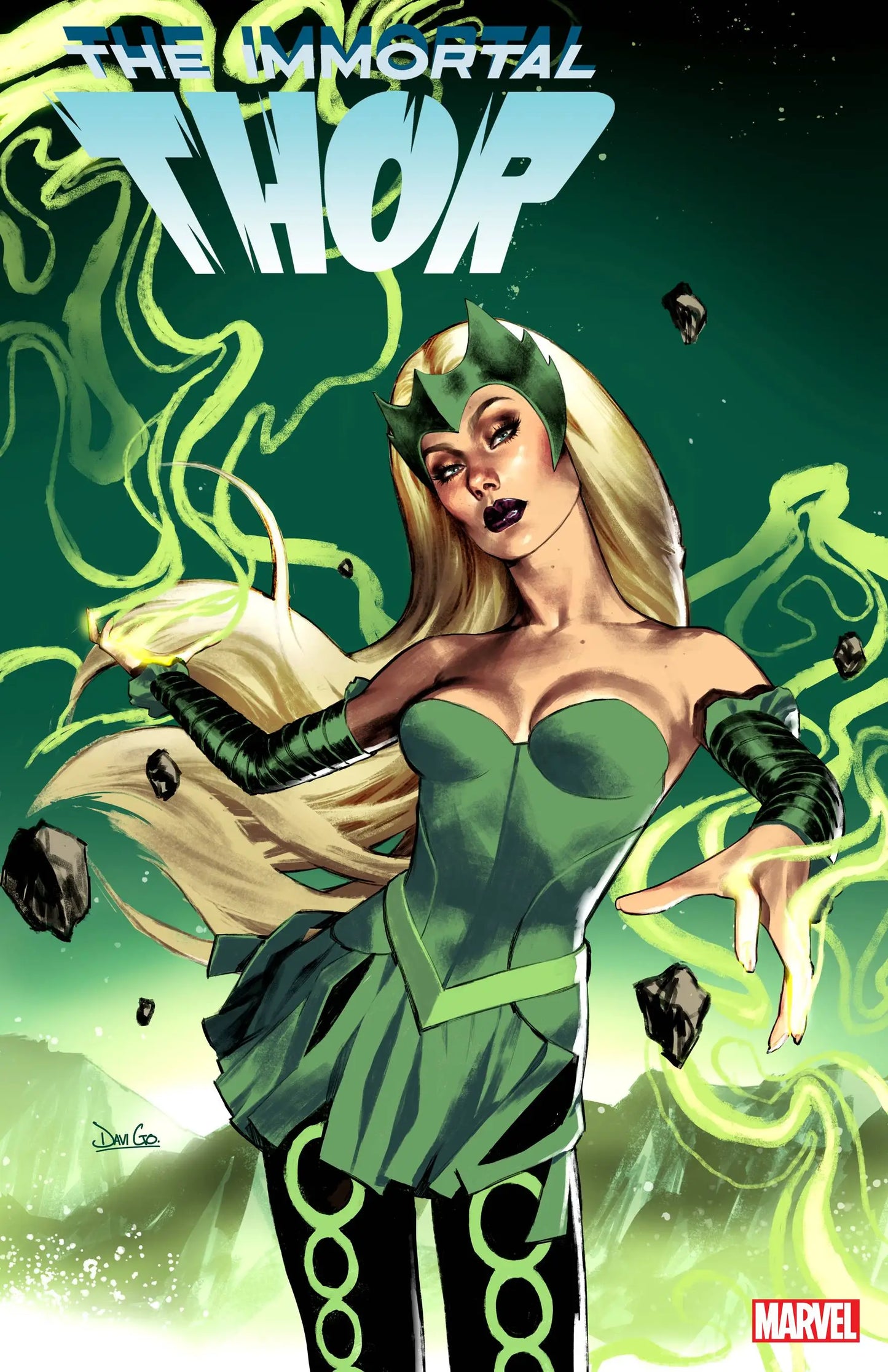 Comic book cover of Immortal Thor #17 with a female character and mystical energy