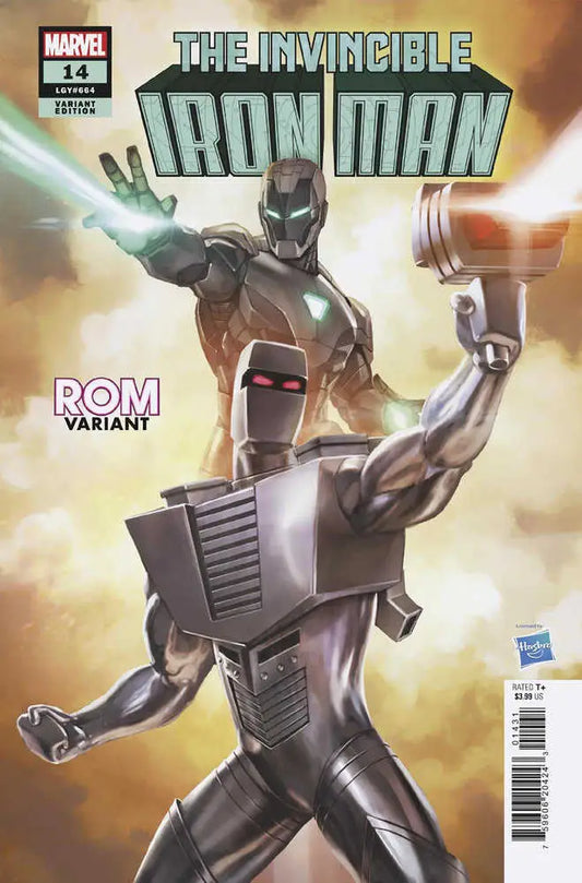 ROM-themed variant cover of Invincible Iron Man 14 for trading cards collectors