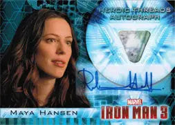 Autographed trading card of Rebecca Hall as Maya Hansen in Iron Man 3 movie memorabilia